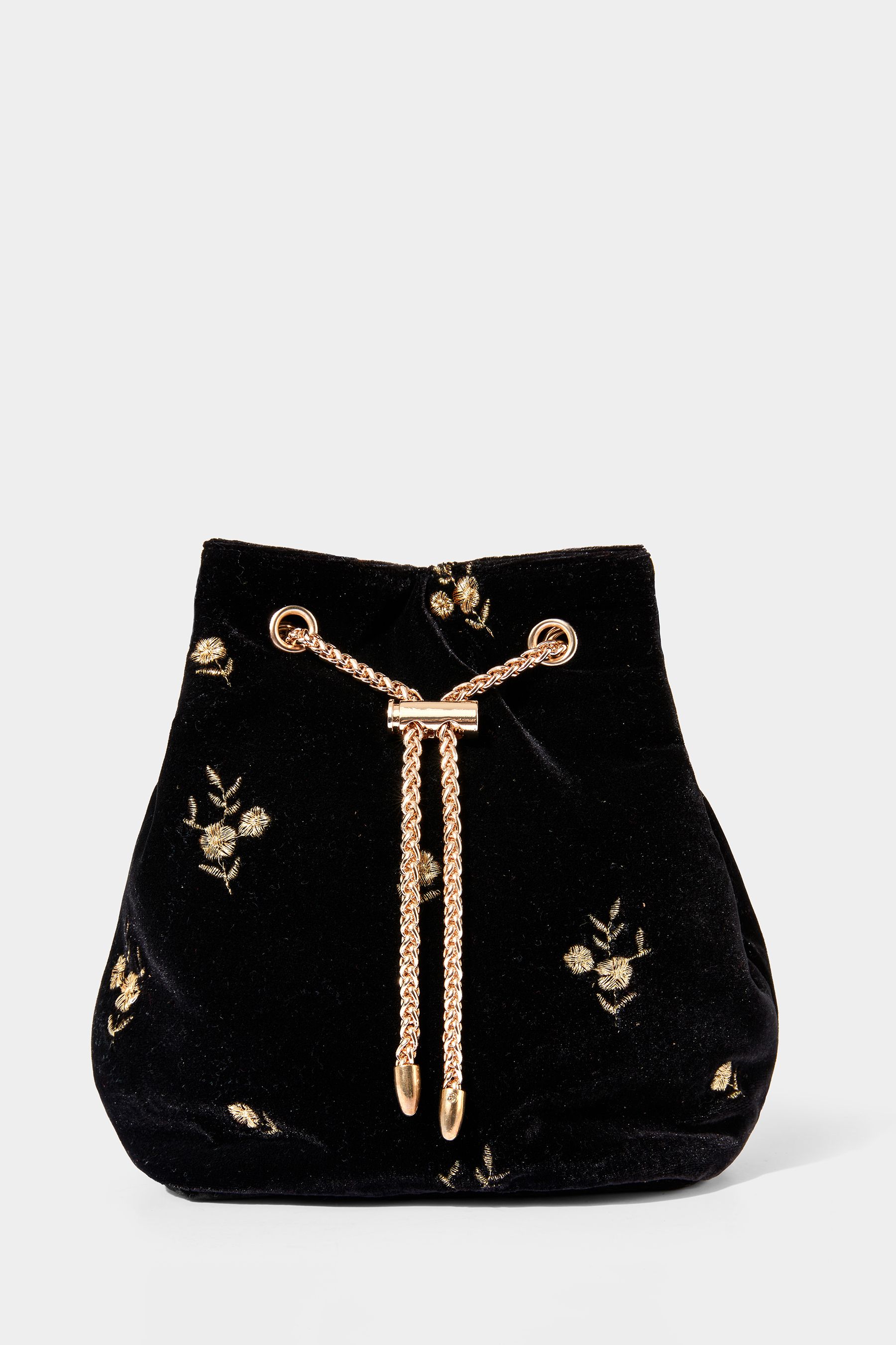 Buy Joe Browns Black Rose Embroidered Velvet Bucket Bag from the Next UK online shop