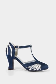 Joe Browns Blue Vintage Diamanté Buckle Satin T-Bar Shoes with Piping Detail - Image 1 of 5