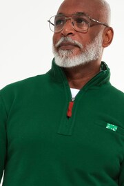 Joe Browns Green Winter Funnel 1/4 Zip Neck 100% Cotton Sweatshirt with Chest Pocket - Image 4 of 5