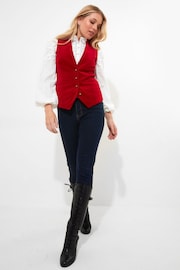 Joe Browns Red Velour Waistcoat with Contrast Lining - Image 1 of 5