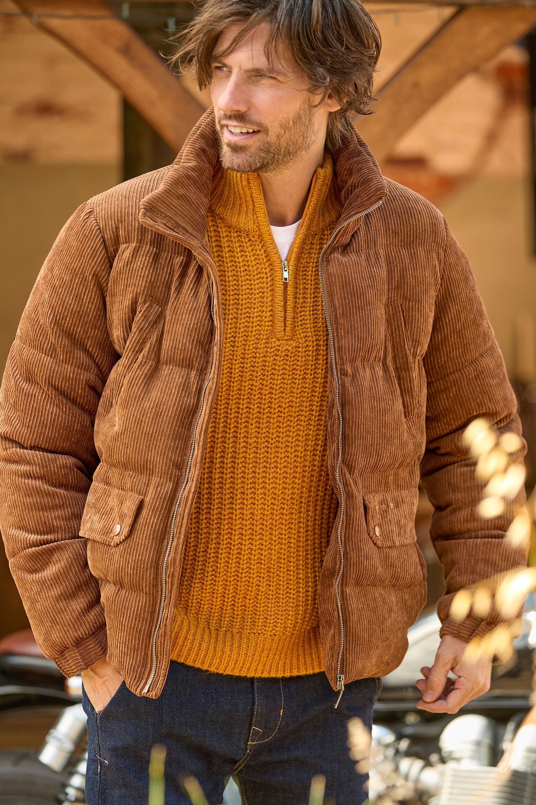Buy Joe Browns Brown Cord Quilted Funnel Neck Puffer Coat from Next Canada