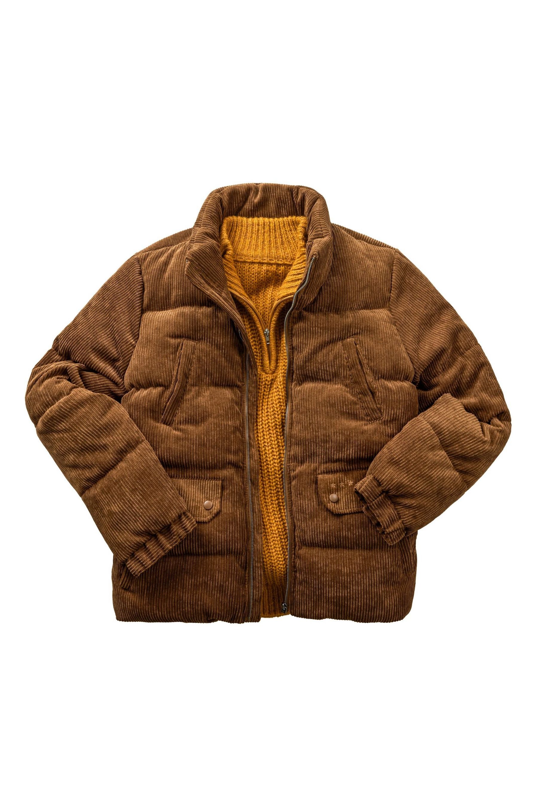 Zipper up cord puffer jacket new arrivals