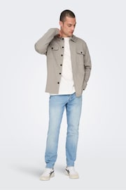 Only & Sons Grey Long Sleeve Oversized Overshirt - Image 3 of 8