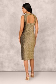 Aidan Mattox by Adrianna Papell Stretch Jacquard Midi Green Dress - Image 2 of 7