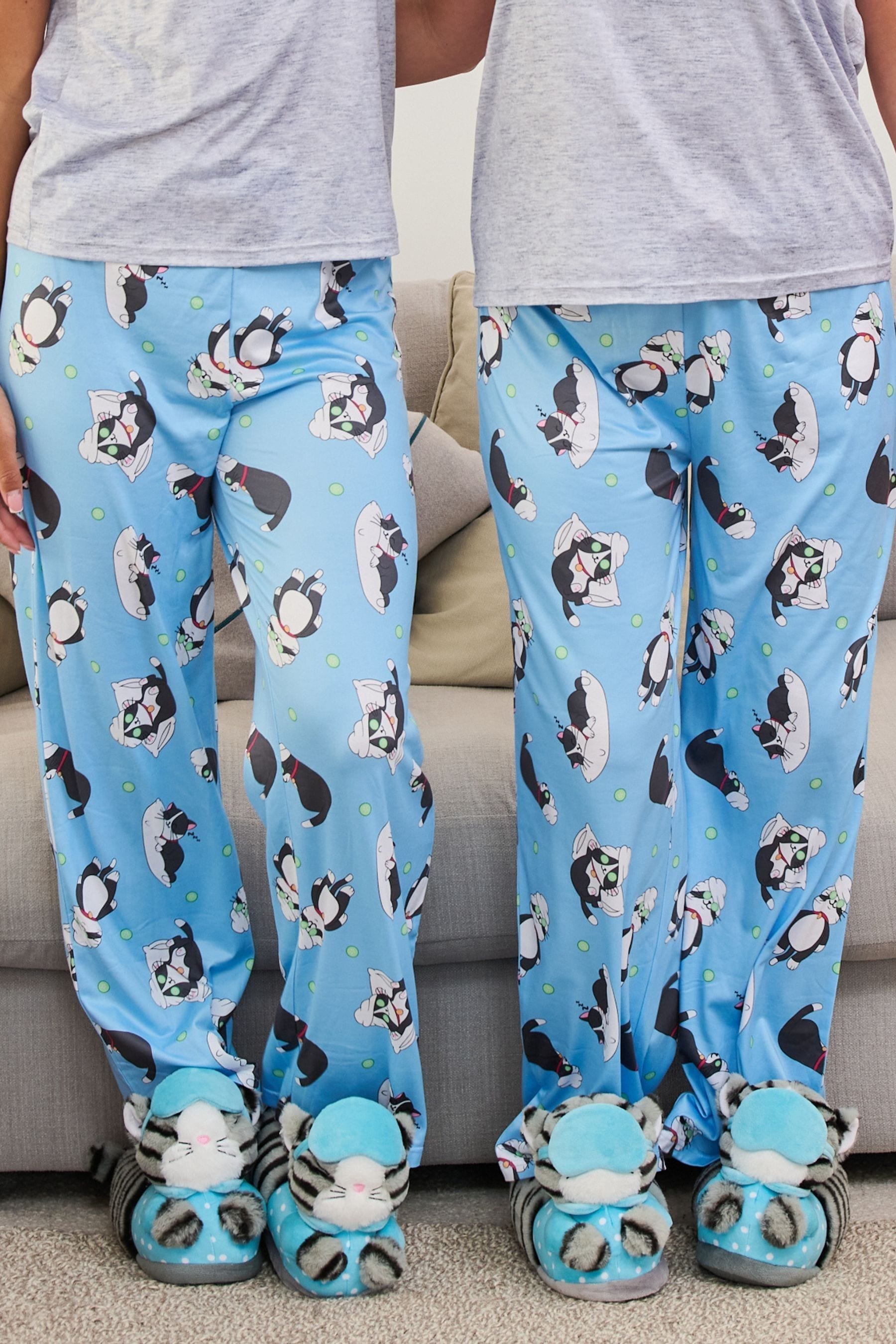 Buy Loungeable Grey Sleeping Cat Slippers from the Next UK online shop