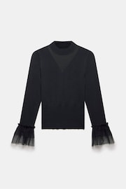 Mint Velvet Black Tulle Cuff Knit Top - Image 6 of 7