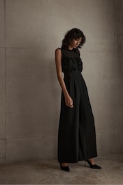 Mint Velvet Black Textured Wide Leg Jumpsuit - Image 2 of 7