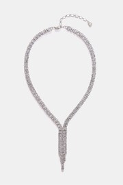 Mint Velvet Silver Tone Crystal Lariat Necklace - Image 1 of 2