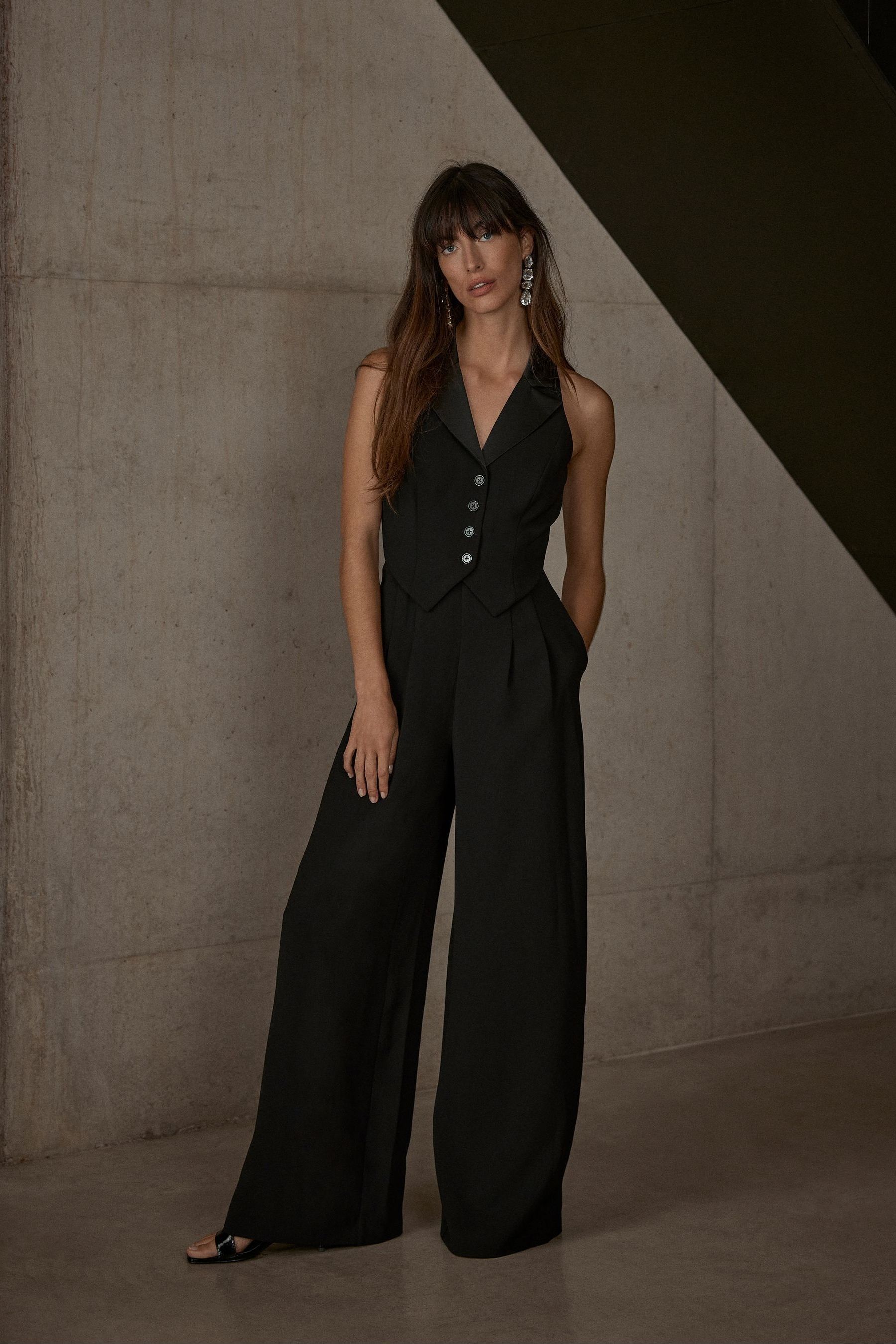 Buy Mint Velvet Black Tuxedo Wide Leg Jumpsuit from the Next UK online shop