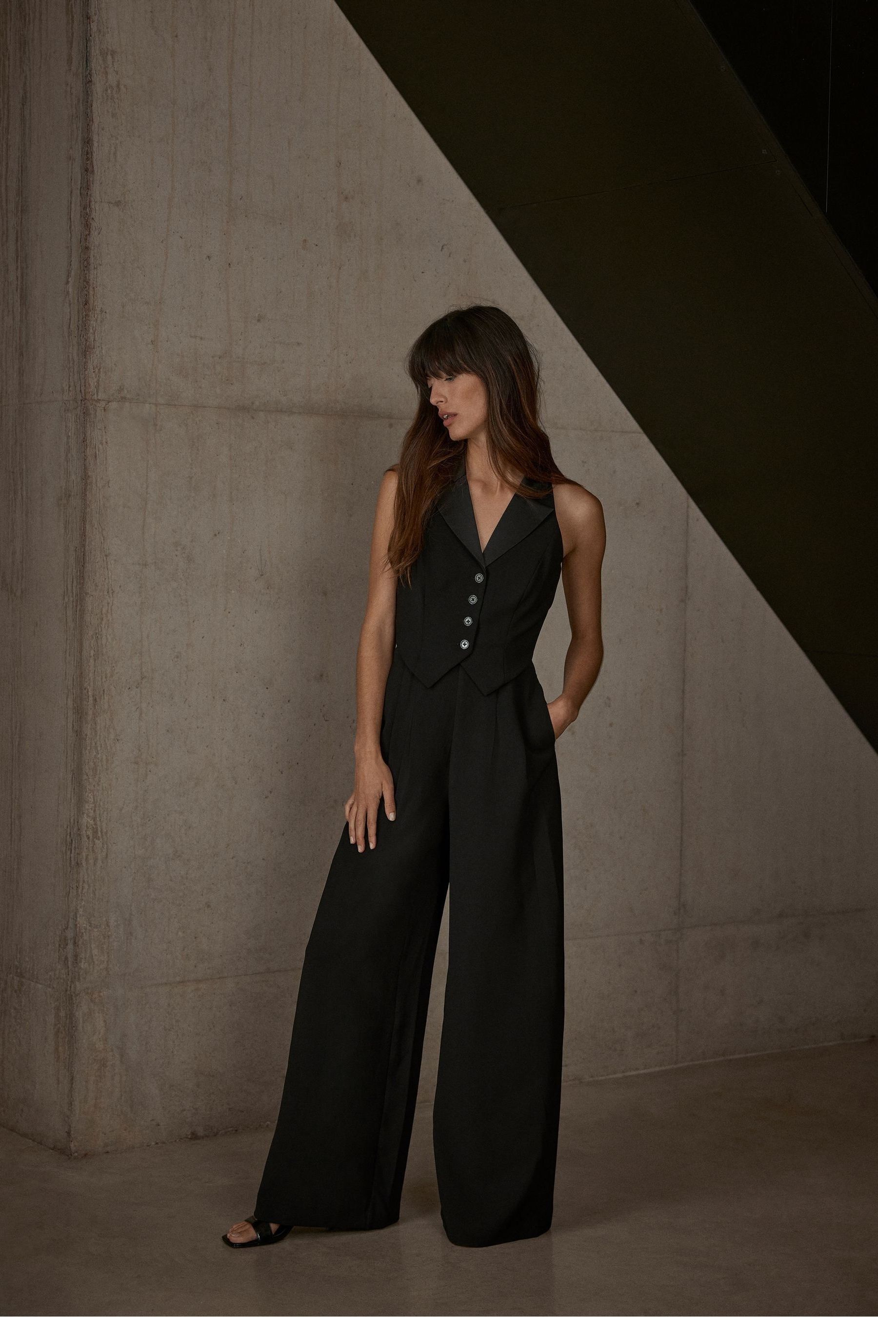Buy Mint Velvet Black Tuxedo Wide Leg Jumpsuit from the Next UK online shop