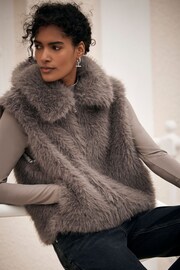 Mint Velvet Grey Faux Fur Gilet - Image 5 of 7