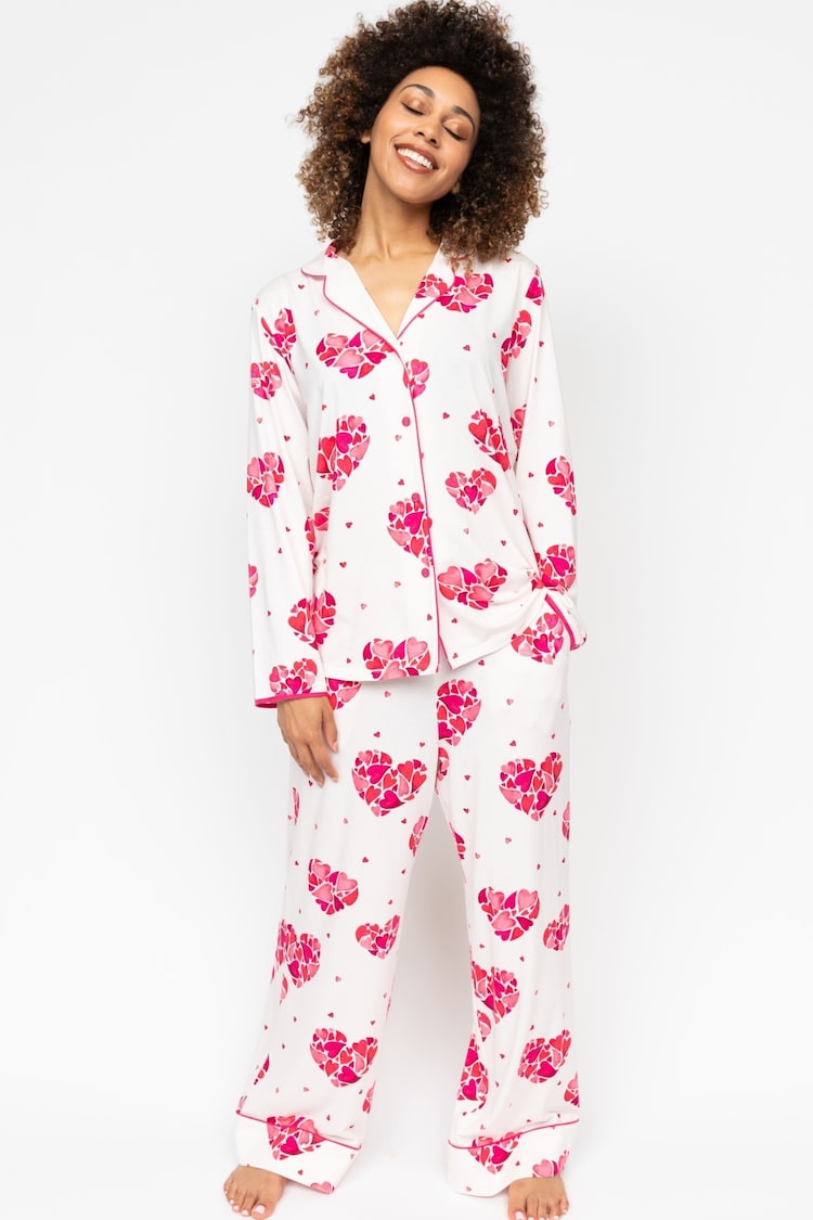 Cyberjammies White Heart Print Pyjama Set - Image 2 of 6