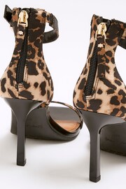 River Island Brown Beige Wide Fit Clasp Leopard Print Heeled Sandals - Image 4 of 4