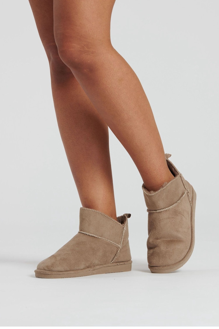 Loungeable Brown Taupe Mini Boots - Image 2 of 4