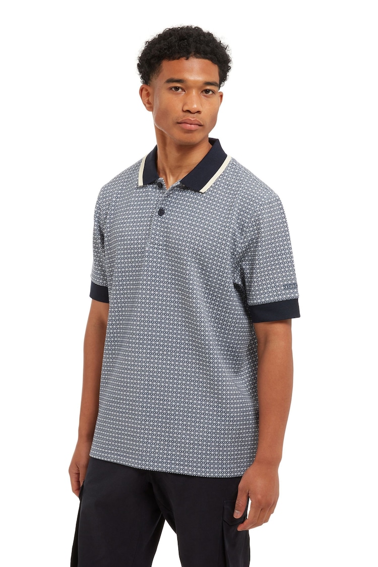 Sealskinz Blue Dersingham Soft Touch Printed Polo Shirt - Image 1 of 6