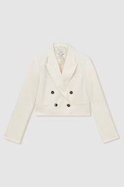 Reiss Cream Millie Double-Breasted Cropped Blazer - Image 2 of 6