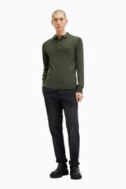 AllSaints Green Mode Merino Long Sleeve Polo Shirt - Image 4 of 6