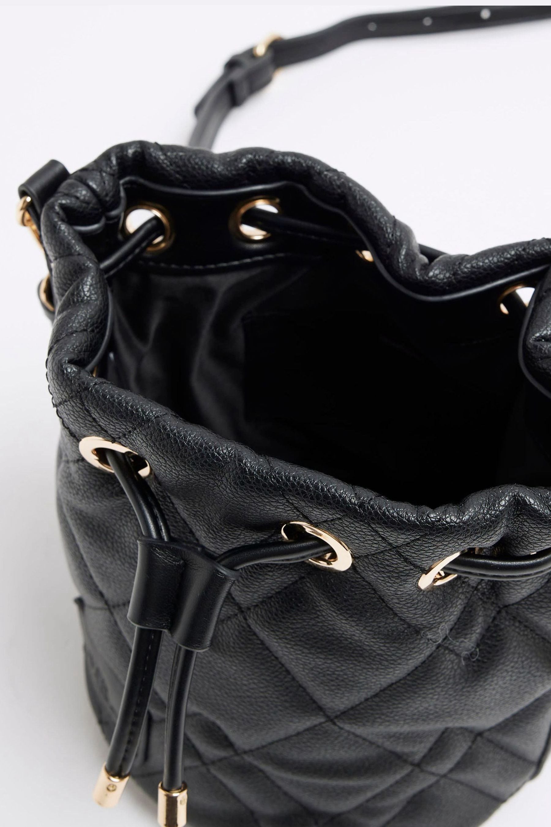 River Island Black Quilted Bucket Bag
