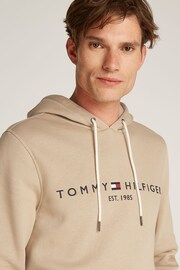 Tommy Hilfiger Natural Hoodie With Drawstring And Embroidered Logo - Image 4 of 7