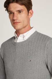 Tommy Hilfiger Grey Herringbone Crew Neck Jumper - Image 4 of 6