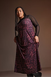 Yours Curve Purple Limited Collection Leopard Print 2-In-1 Dress - Image 2 of 6