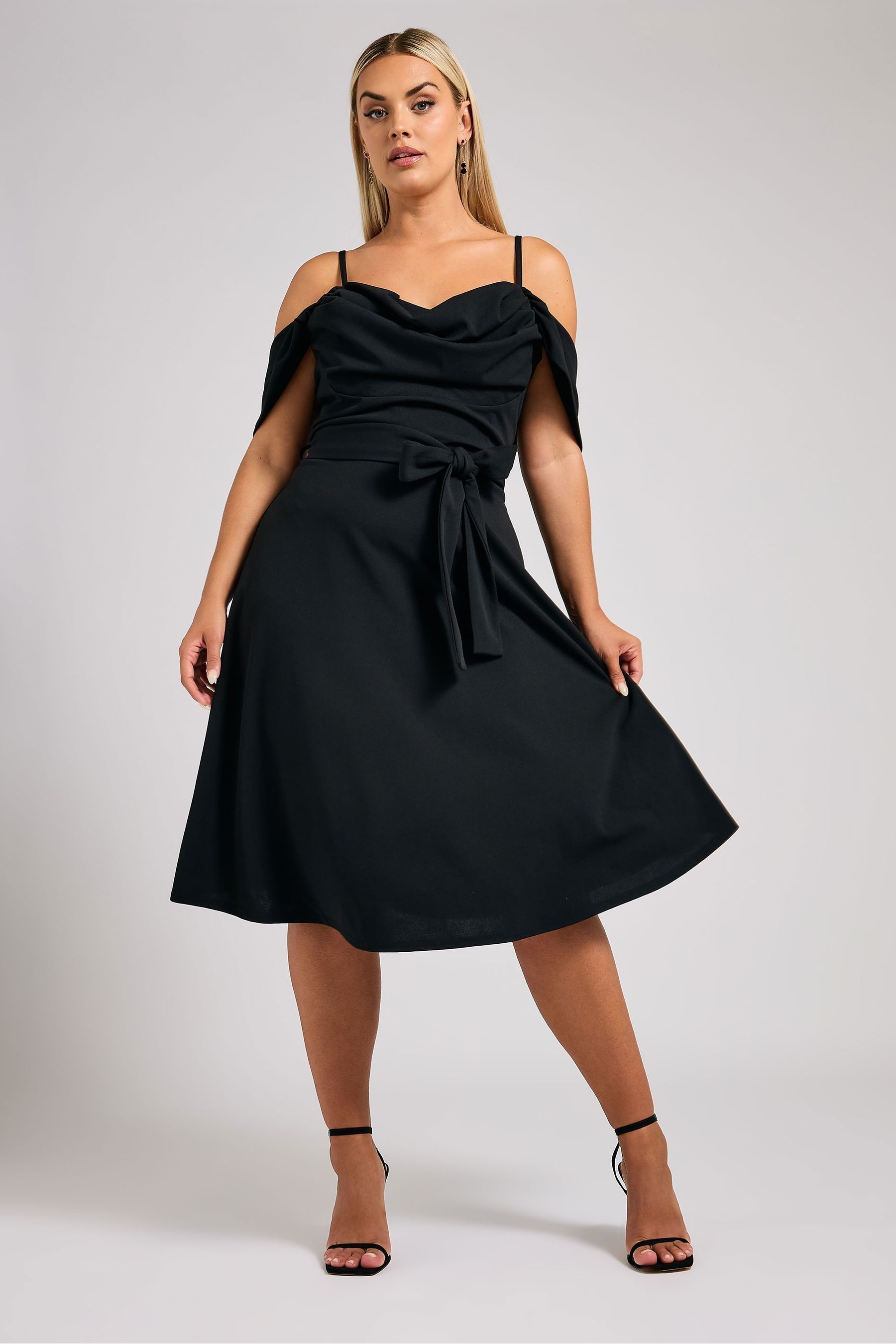 Buy Yours Curve Black London Cold Shoulder Skater Dress from the Next UK online shop