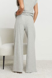 PixieGirl Petite Grey Ribbed Wide Leg Trousers volt - Image 3 of 5