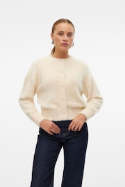 VERO MODA Cream Fluffy Eyelash Long Sleeve Knitted Cardigan - Image 3 of 4