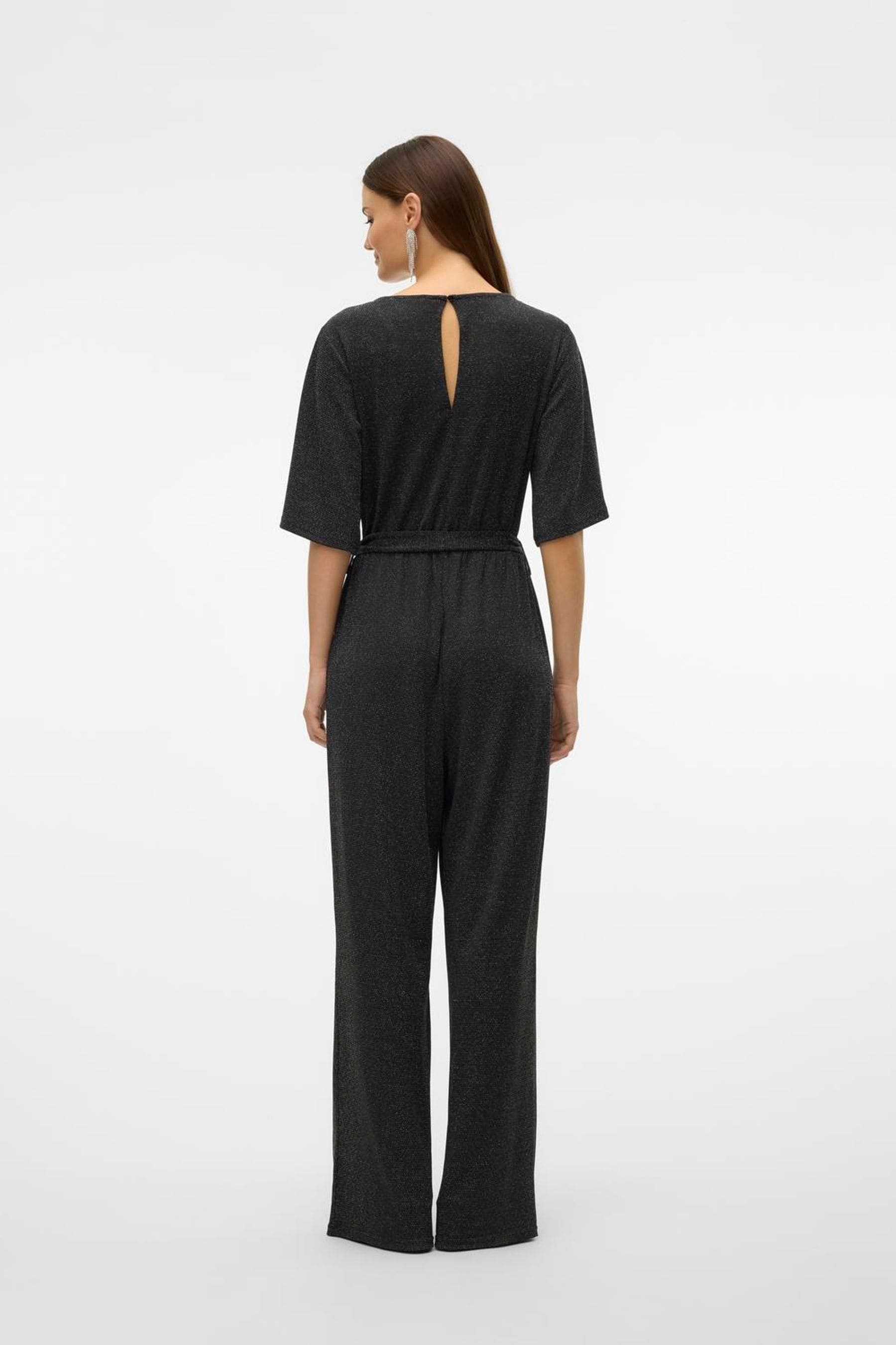 Buy VERO MODA Black Short Sleeve Glitter Jumpsuit from the Next UK online shop