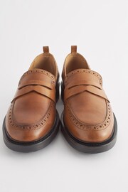 Tan Brown Forever Comfort® Leather Brogue Detail Chunky Loafer Shoes - Image 6 of 8