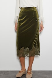 Monsoon Green Andi Velvet Lace Pencil Skirt - Image 2 of 5