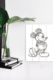 Pyramid International Grey Mickey Mouse Sketched Single Wooden Wall Art - Image 2 of 3