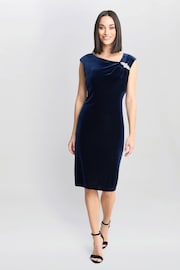 Gina Bacconi Blue Justine Sleeveless Velvet Dress With Trim - Image 3 of 5