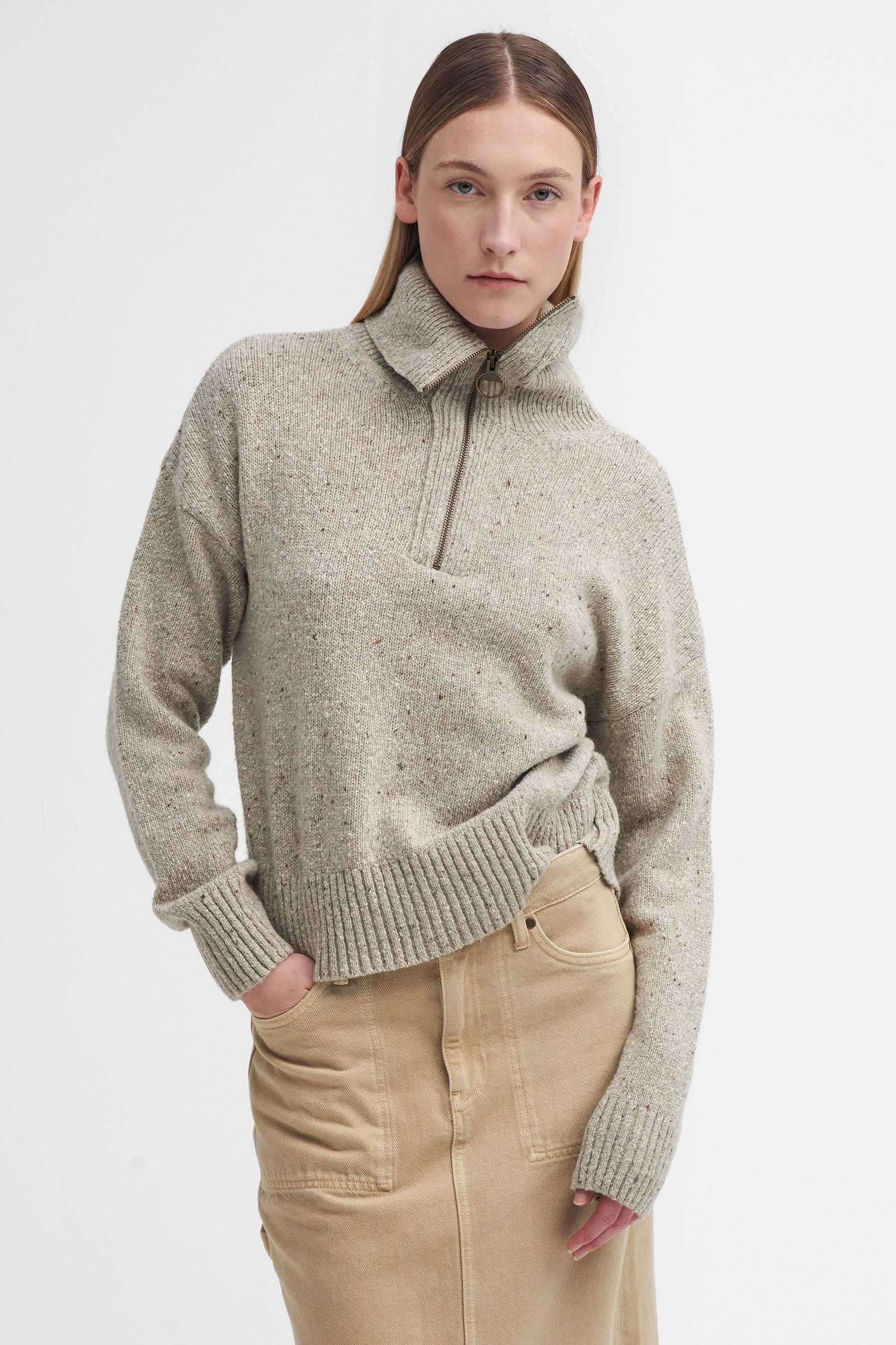 Barbour cream jumper on sale