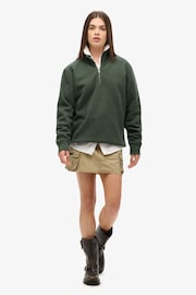 Superdry Green Oversized Essential Logo Henley Sweatshirt - Image 2 of 3