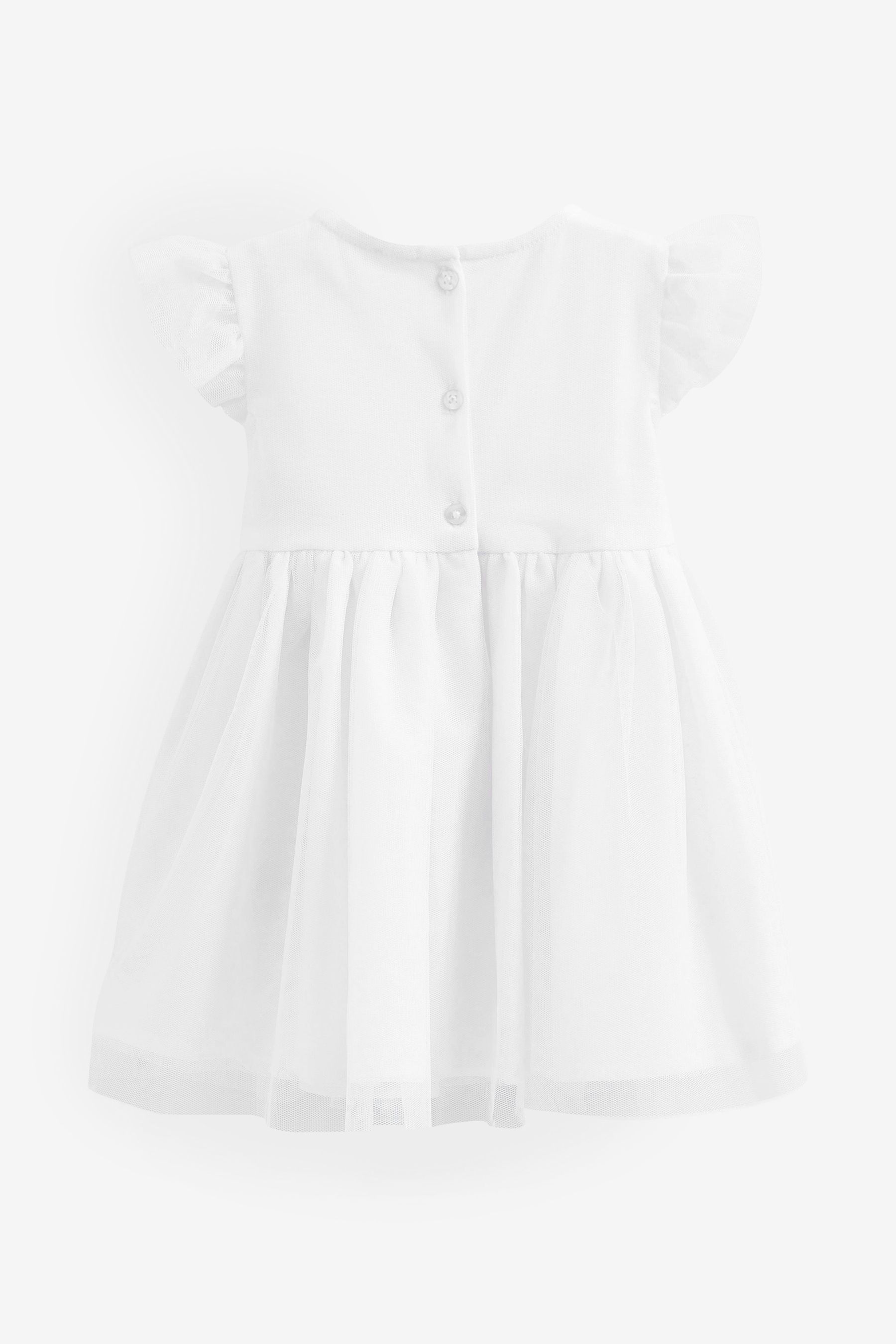 Buy White Embellished Mesh Baby Dress 0mths 2yrs from Next Luxembourg