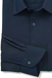 The Savile Row Company 100% Cotton Herringbone Classic Fit Black Formal Shirt - Image 5 of 5