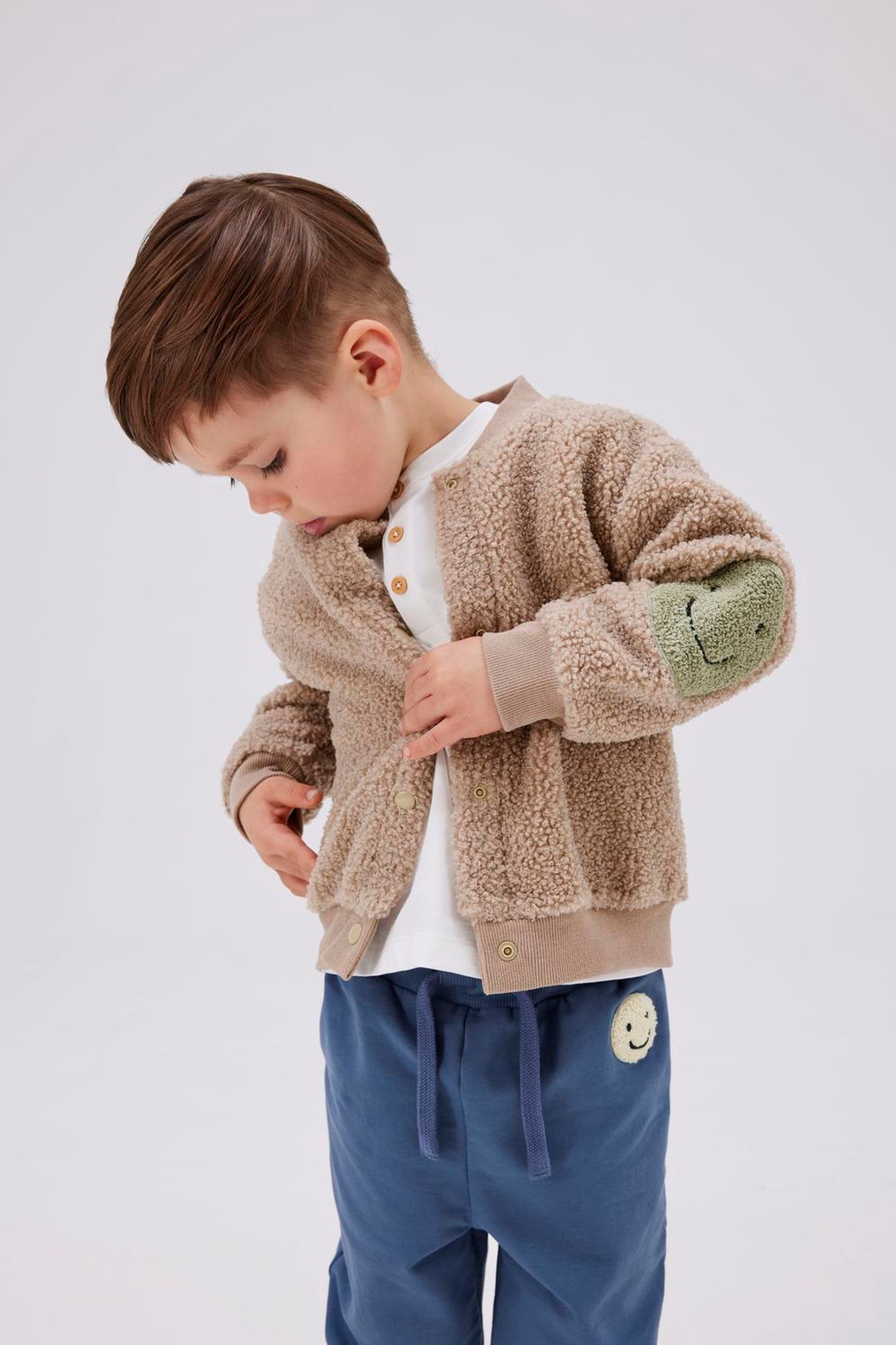 Buy Name It Brown Teddy Borg Bomber Jacket With Smiley Face from Next USA