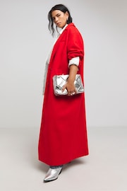 Simply Be Red Faux Fur Wool Maxi Coat - Image 3 of 4