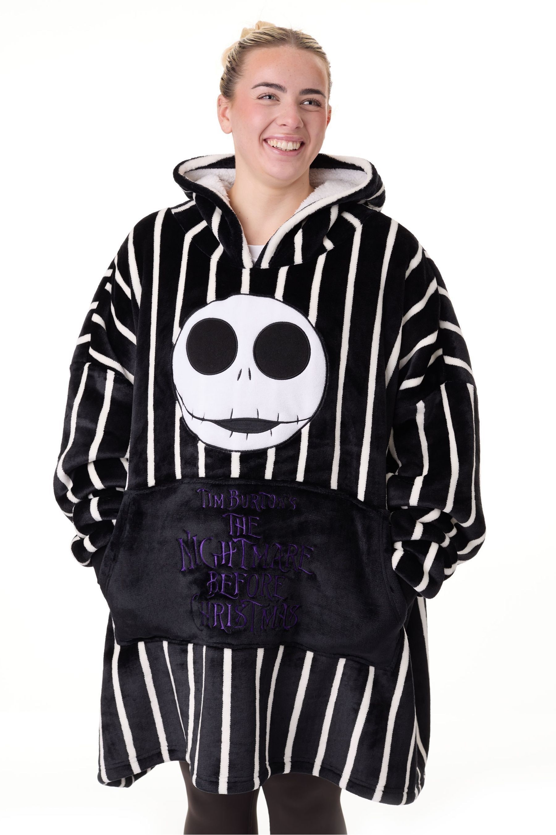 Buy Vanilla Underground Black Unisex Disney Nightmare Before Christmas Adults Blanket Hoodie from the Next UK online shop
