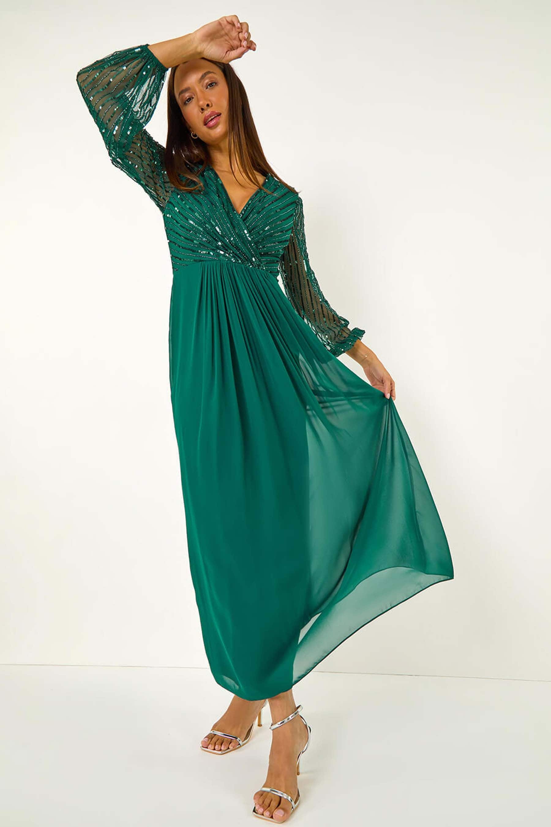 Roman green dress new arrivals