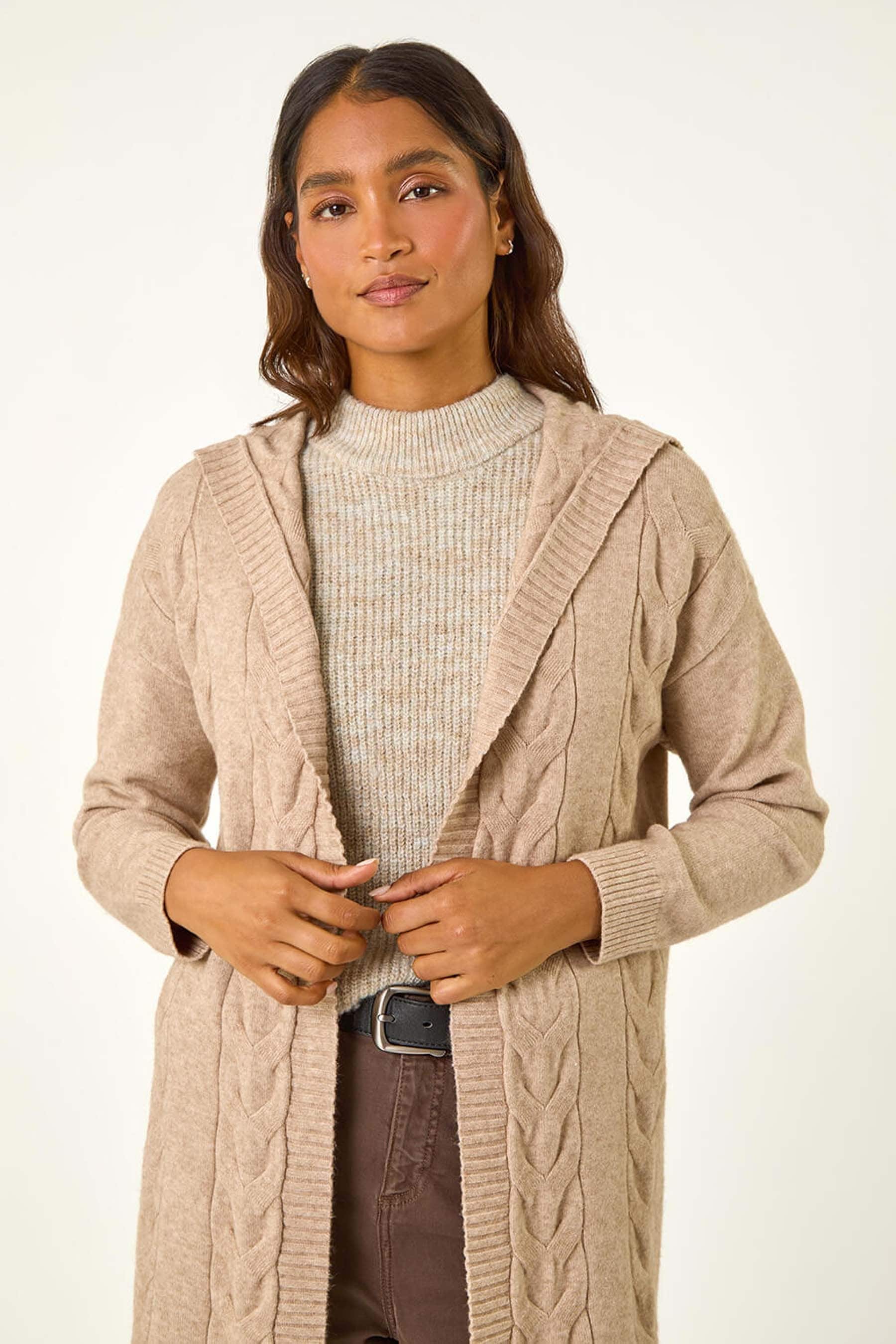 Brown hooded cardigan outlet