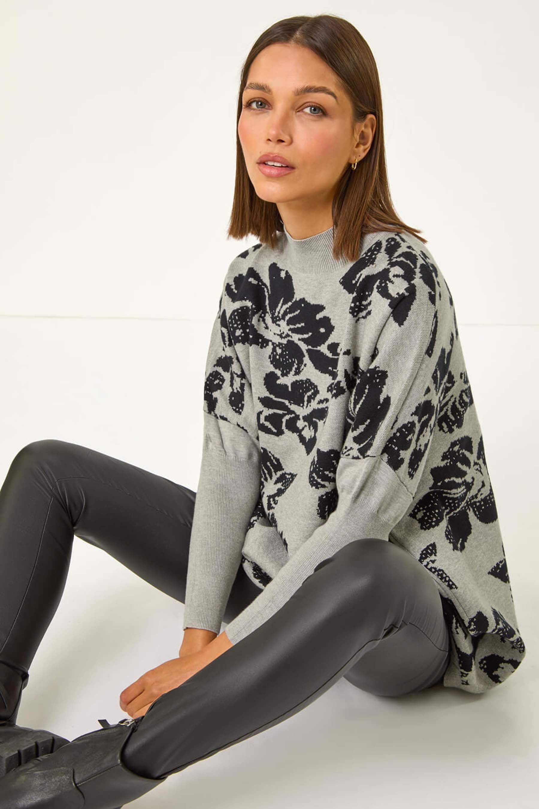 Grey floral jumper sales