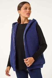 Roman Blue Reversible Hooded Knit Gilet - Image 4 of 5