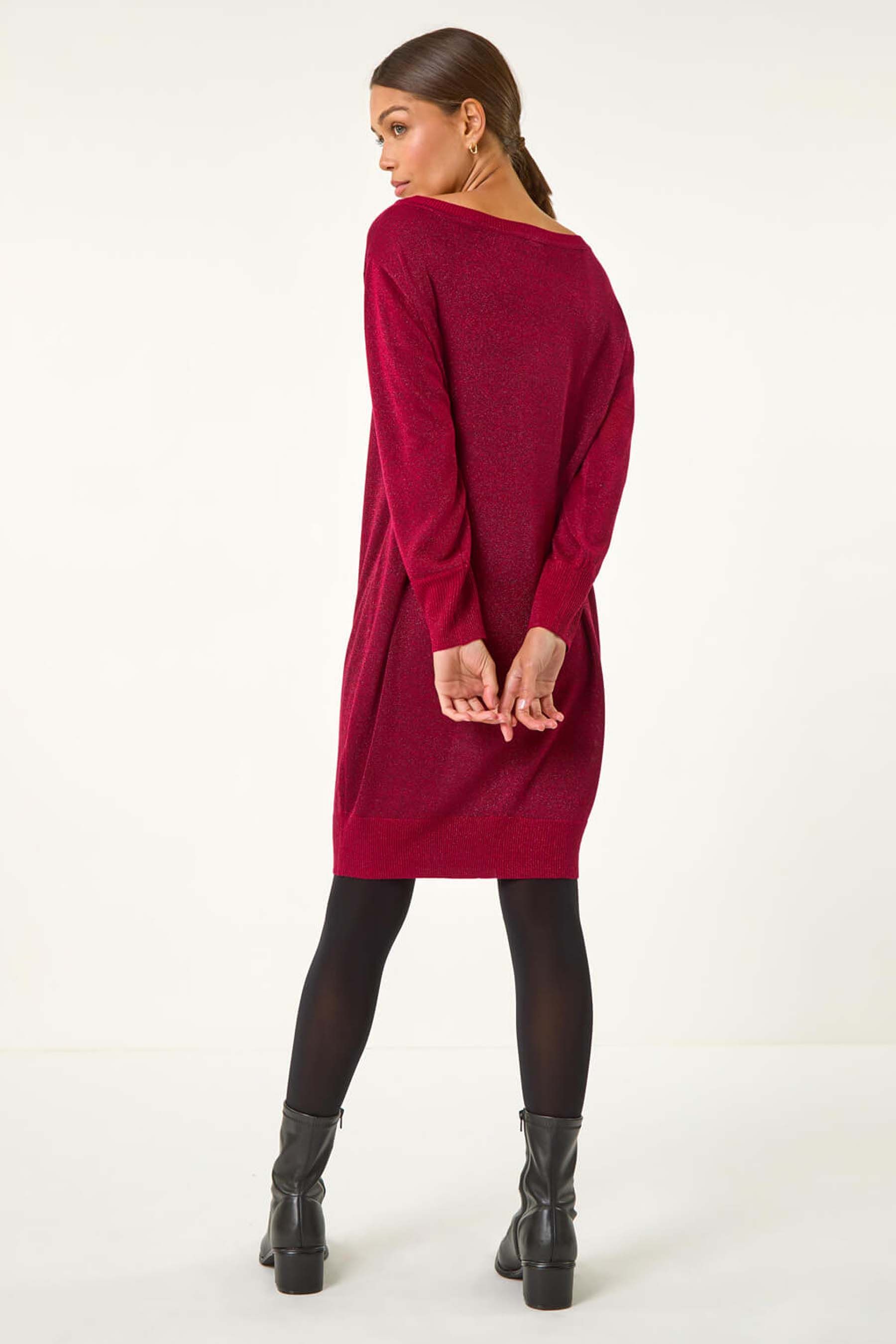 Red shimmer sweater top