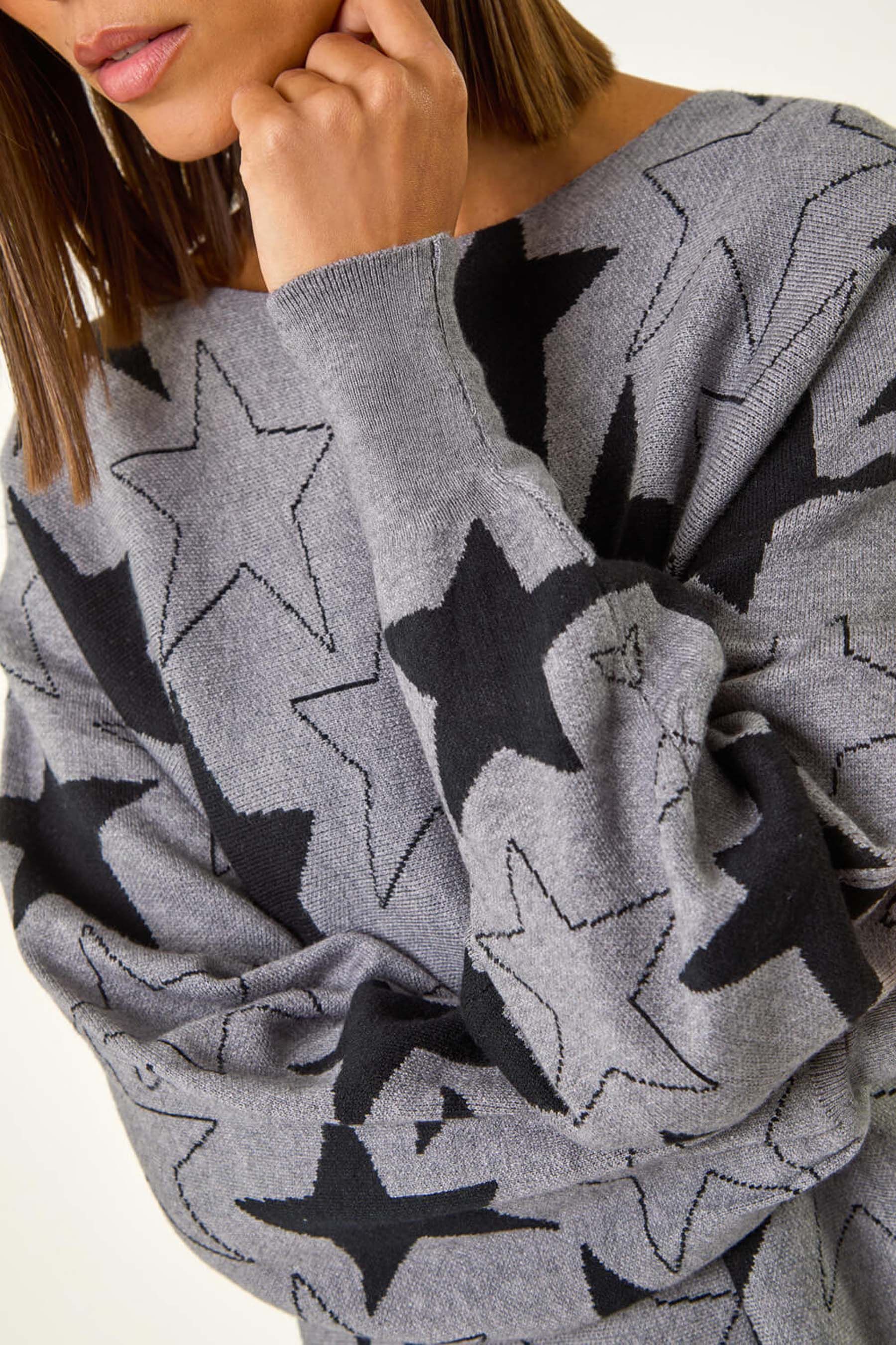 Buy Roman Grey Star Print Long Sleeve Knit Jumper from the Next UK online shop