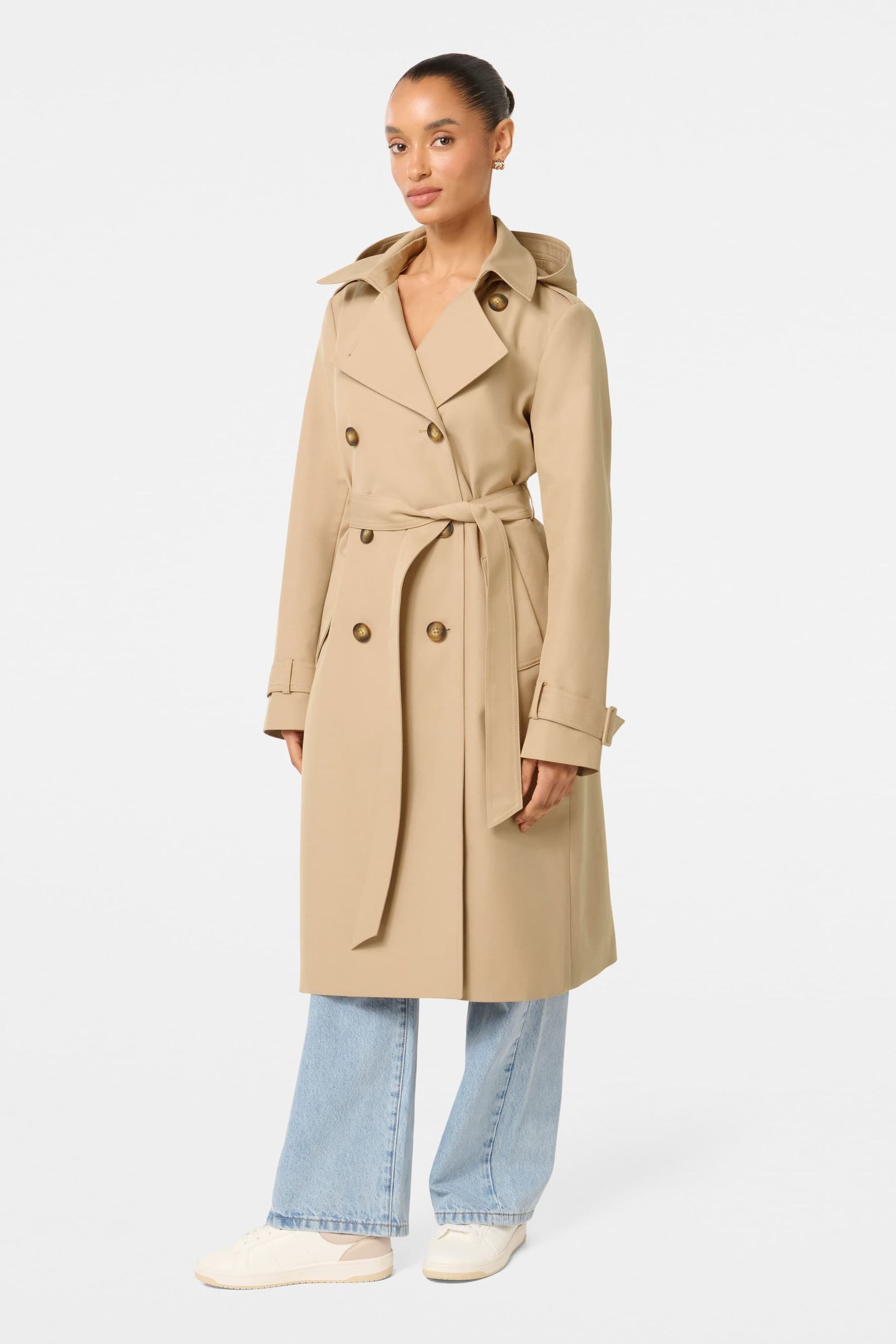 Petite trench coat with hood sales