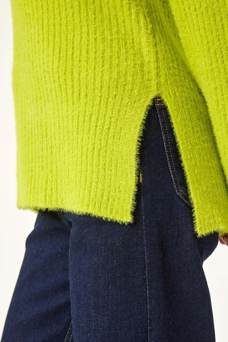 Roman Green Plain V-Neck Fluffy Knit Jumper - Image 5 of 5