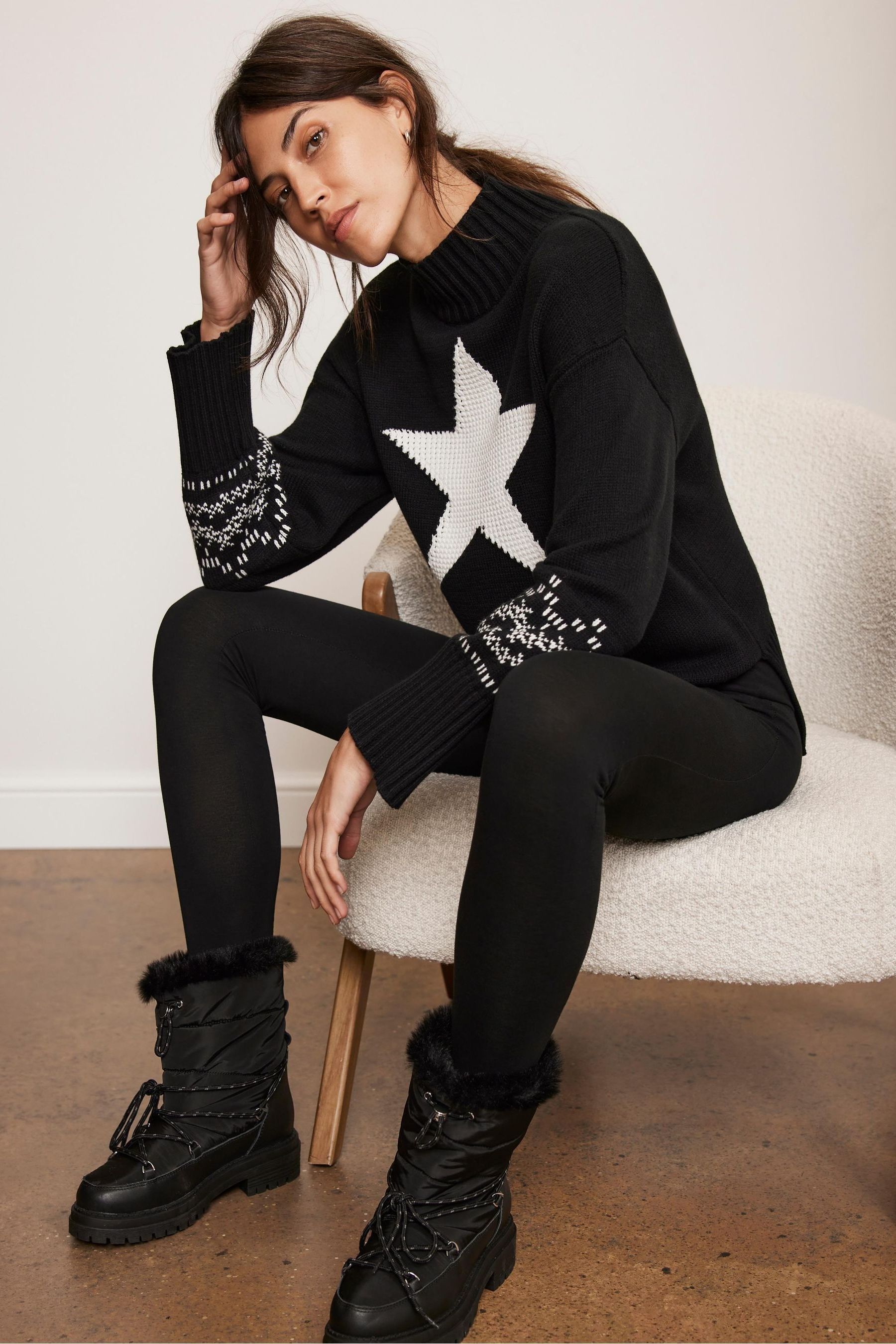 Buy Mint Velvet Black Star Fairisle Cotton Blend Jumper from the Next UK online shop
