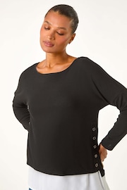 Roman Black 2-in-1 Contrast Hem Detail Stretch Top - Image 4 of 5